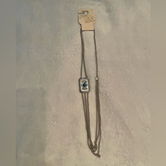 Long silver and turquoise necklace NWT - Picture 5 of 8